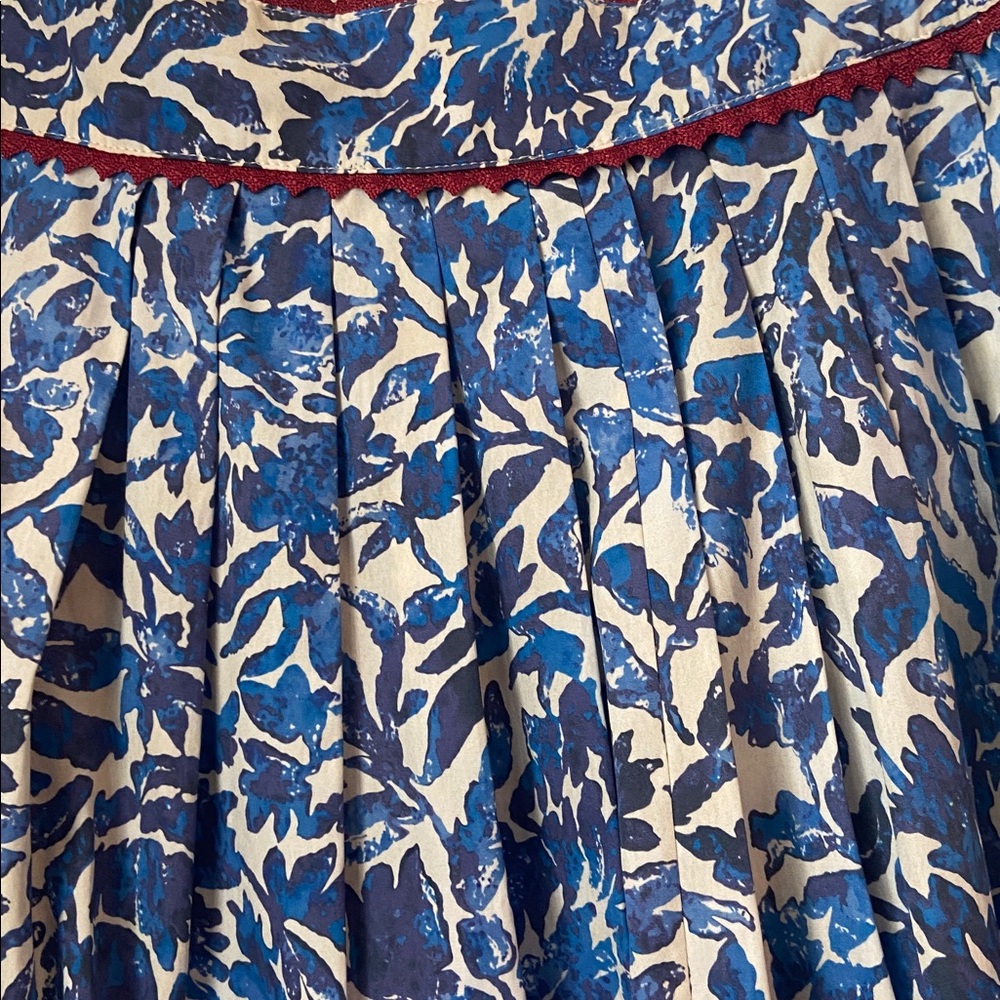 Weekend Max Mara Ossola Printed Midi Skirt Blue White Floral Size 8 - Picture 6 of 6
